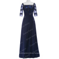 Grace Karin lange bodenlange halbe Hülse quadratischer Hals Chiffon navy blau Mutter des Brautkleides CL008919